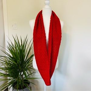 Red Oversized Knit Infinity Scarf